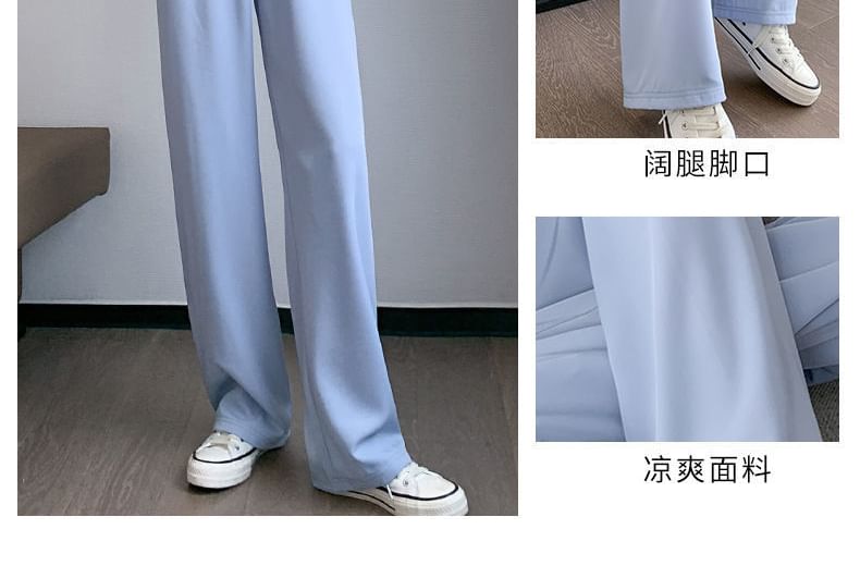 (Various Plain Waist Designs) Pants Elastic Leg Straight