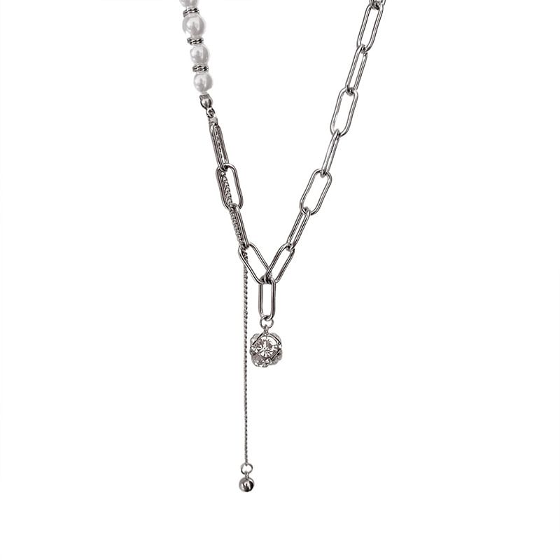 Sample Rhinestone Faux Pearl Chain Necklace