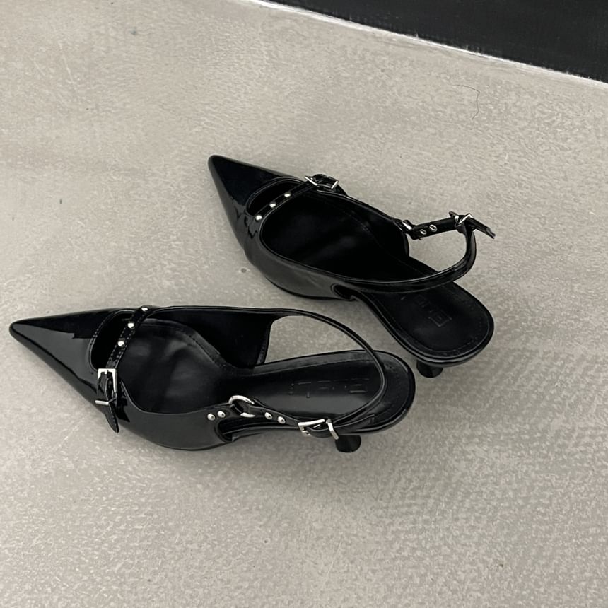 Kitten Heel Pointed Slingback Sandals