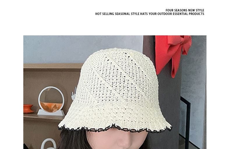 Sample Contrast Trim Woven Bucket Hat