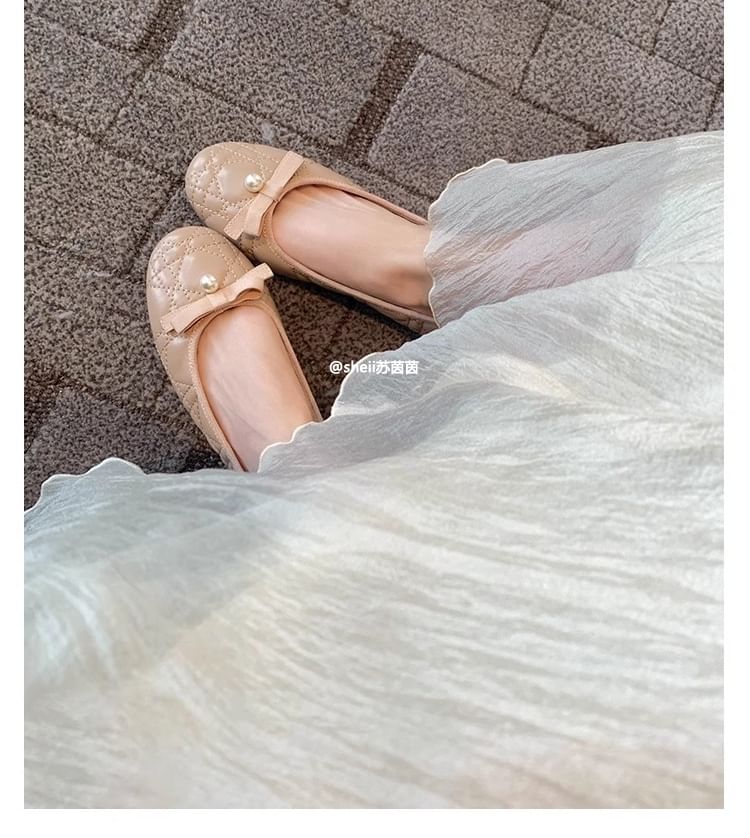 Bow Faux Pearl Flats