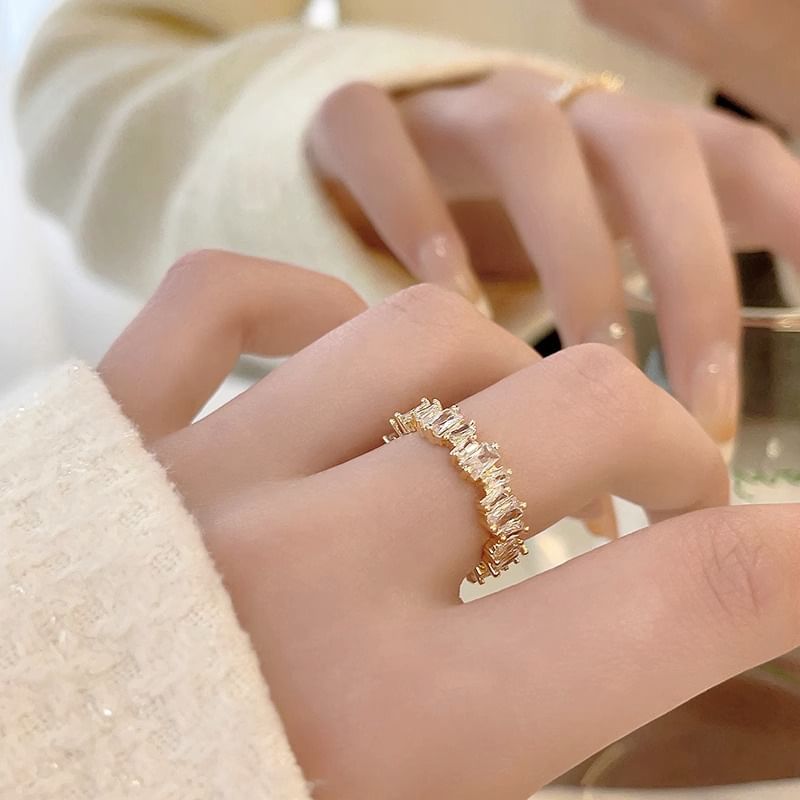 Open Alloy Rhinestone Ring