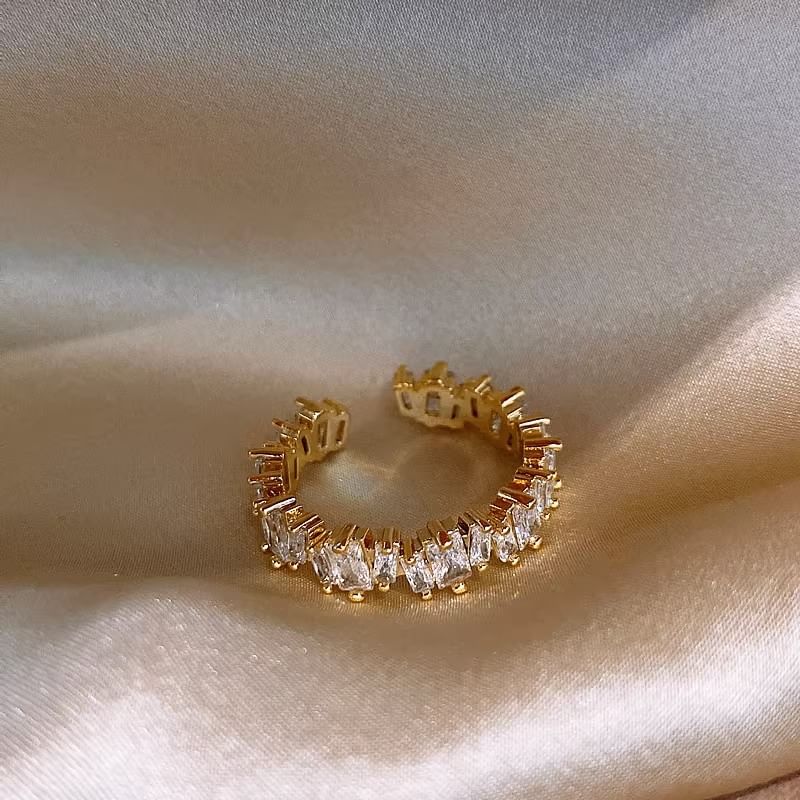Open Alloy Rhinestone Ring