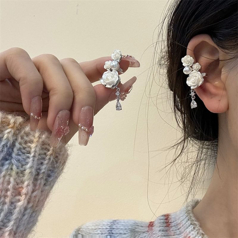 Floral Cuff Faux Alloy Ear Pearl