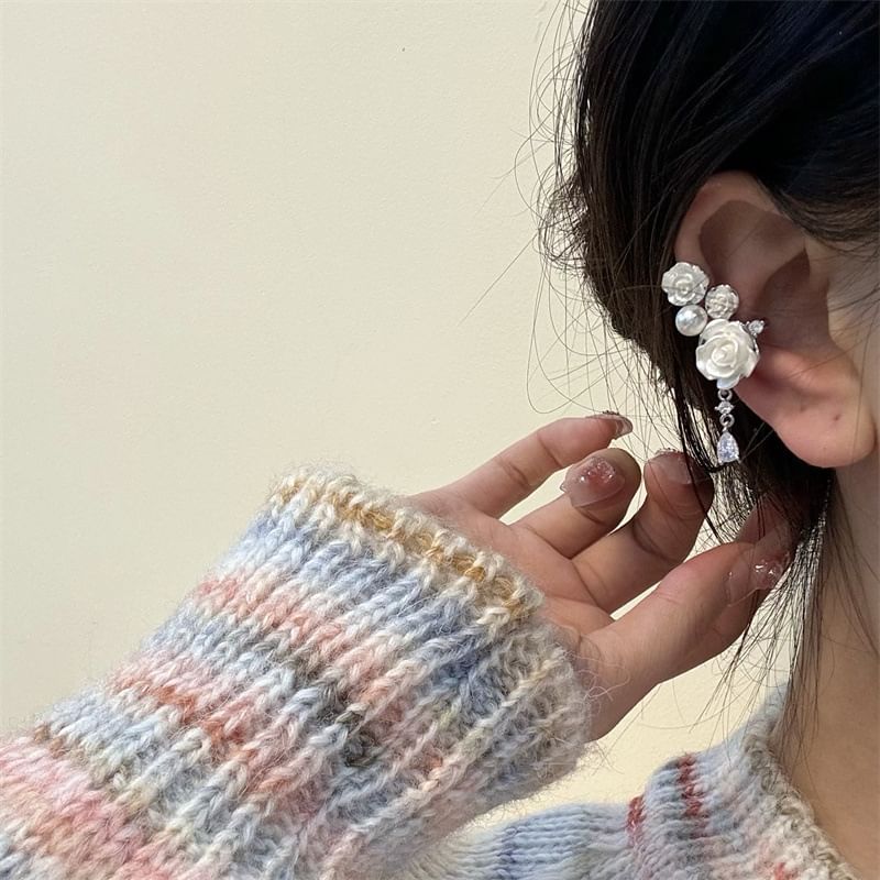 Floral Cuff Faux Alloy Ear Pearl