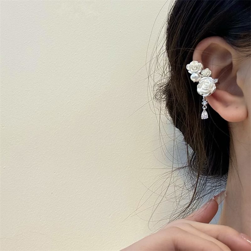 Floral Cuff Faux Alloy Ear Pearl