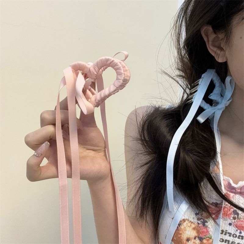 Ribbon Heart Clamp Hair