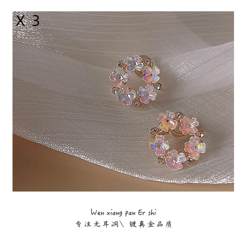 Earring Hoop Floral Alloy