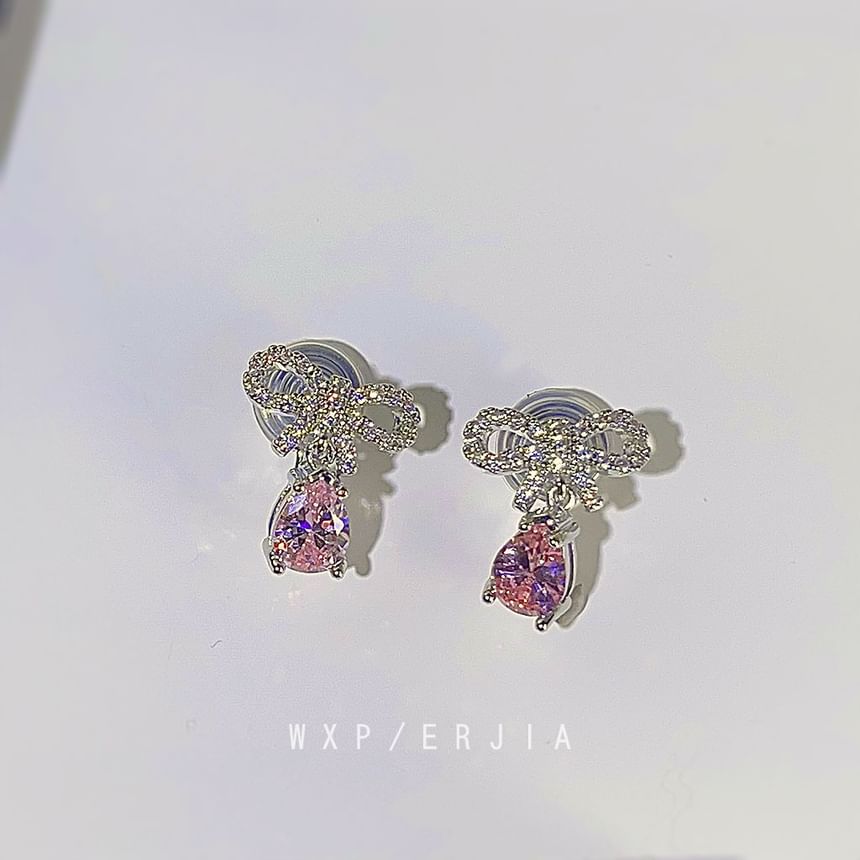 Bow Earring Rhinestone Alloy Drop