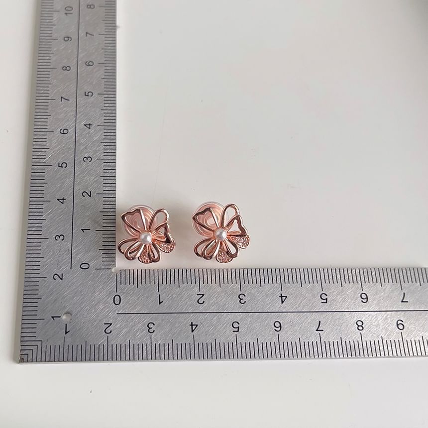 Faux Floral Earring Stud Alloy Pearl