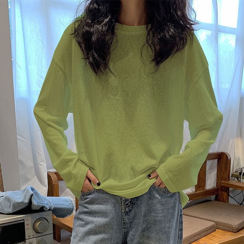 Plain Tee Crew Oversized Long-Sleeve Neck