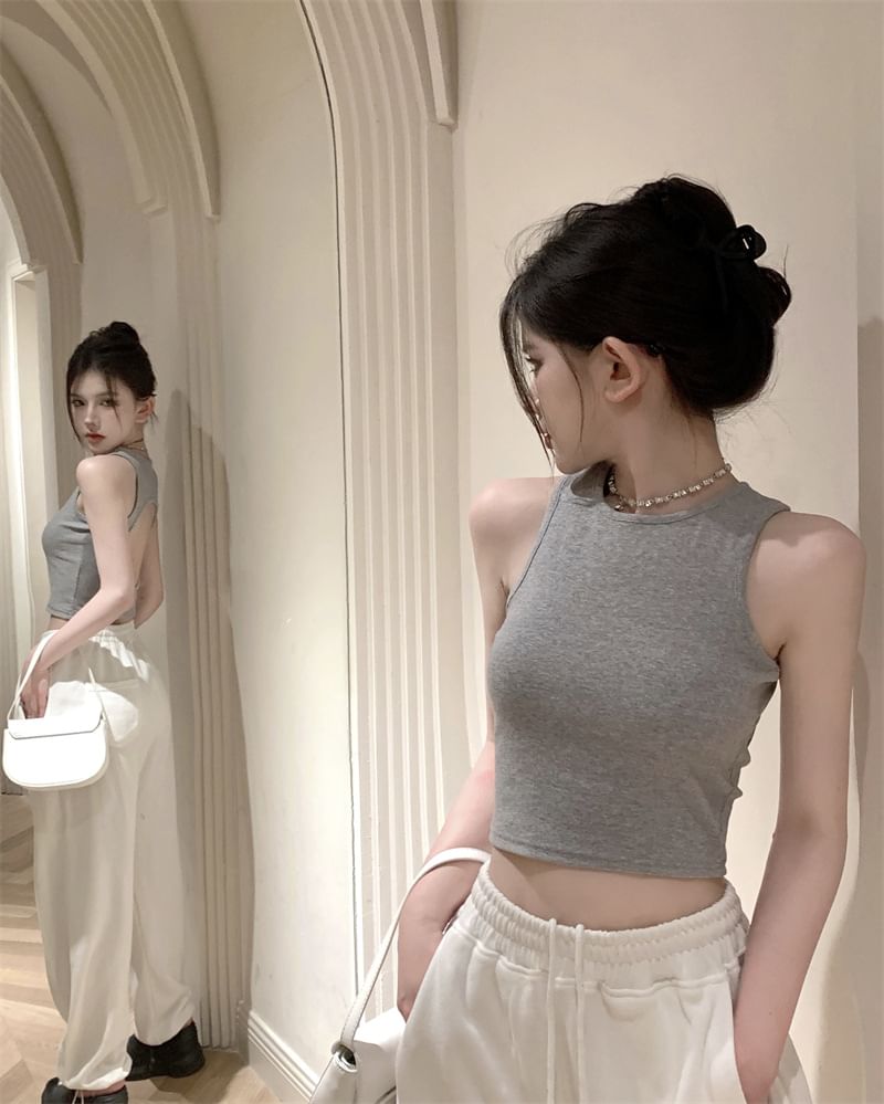 Top Tank Back Crop Plain Open