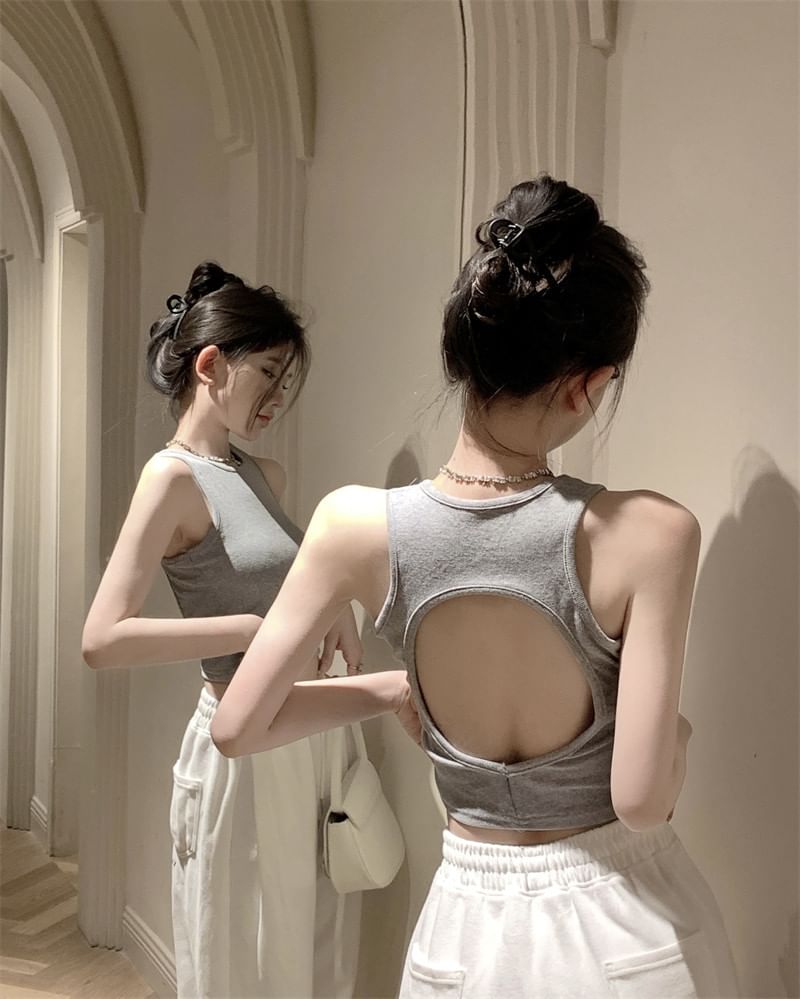 Top Tank Back Crop Plain Open