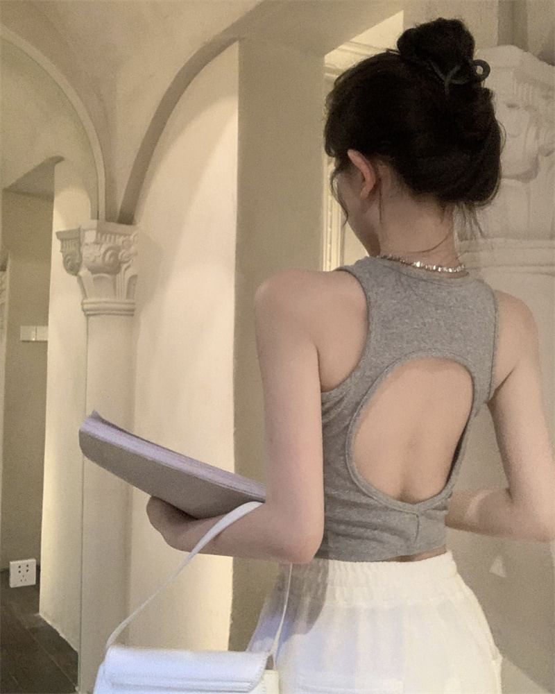 Top Tank Back Crop Plain Open