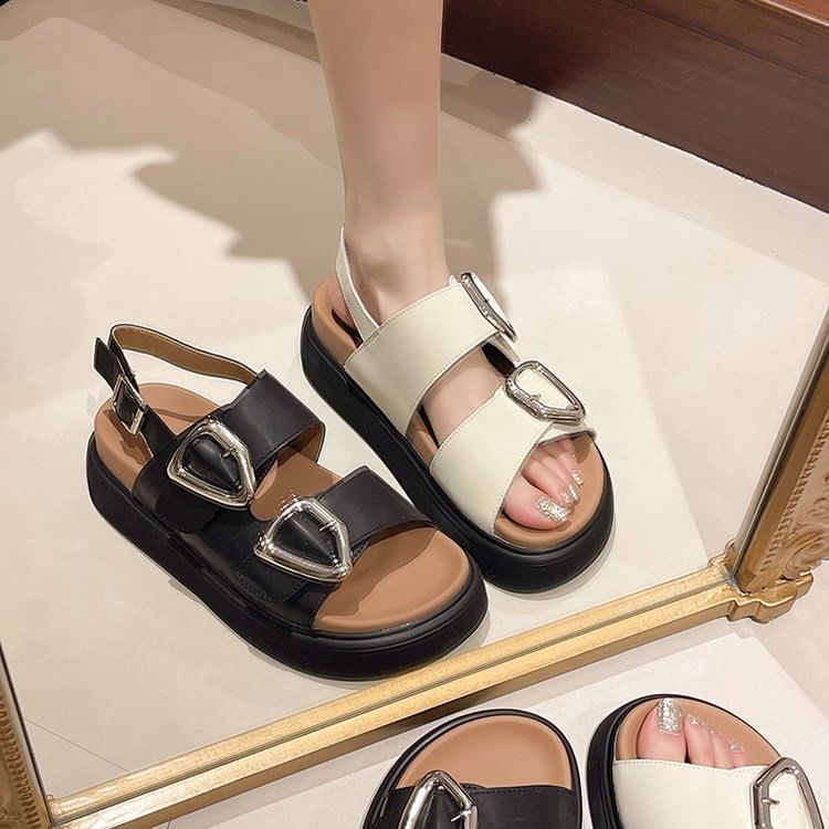 Buckled Slingback Sandals Platform