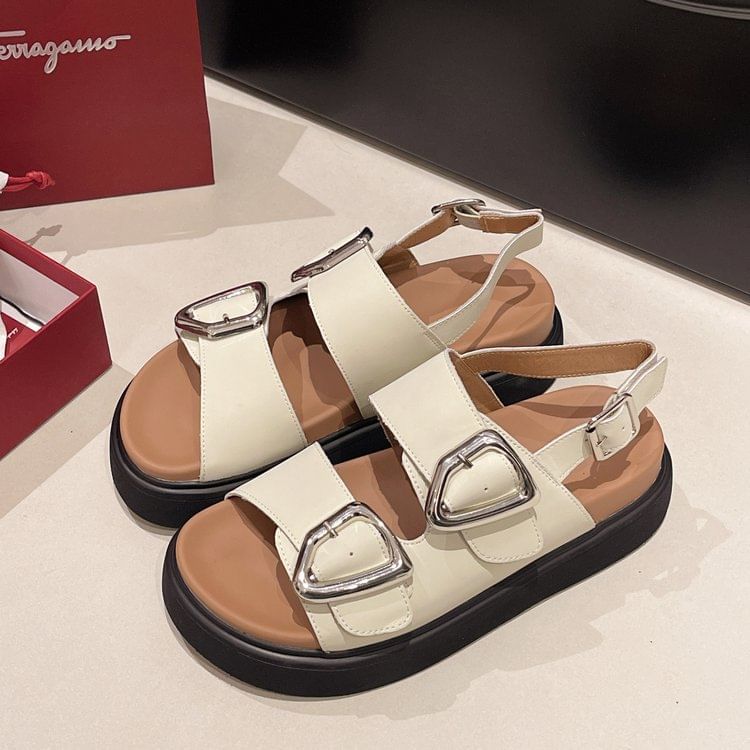 Buckled Slingback Sandals Platform