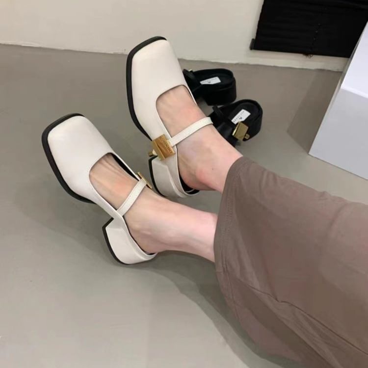 Toe Mules Heel Square Chunky
