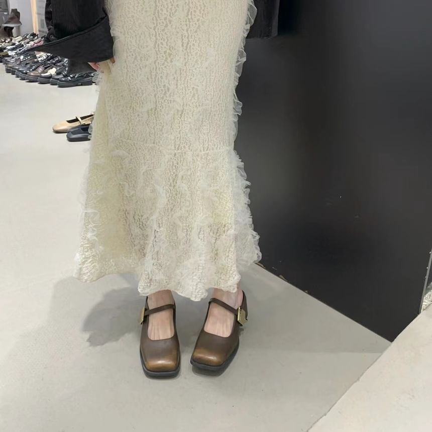 Toe Mules Heel Square Chunky