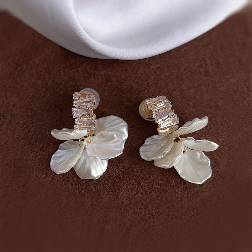 Drop Earring Rhinestone Alloy Petal