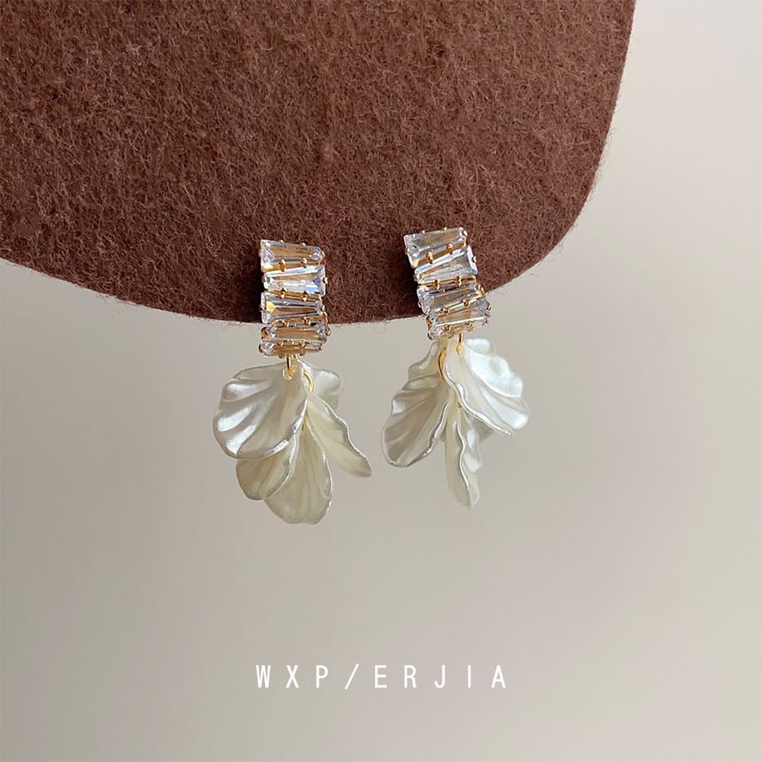 Drop Earring Rhinestone Alloy Petal