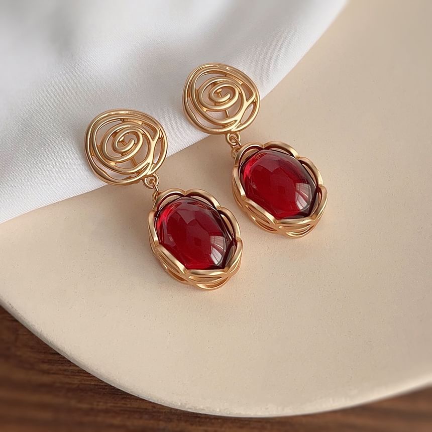 Earring Gemstone Drop Alloy Faux