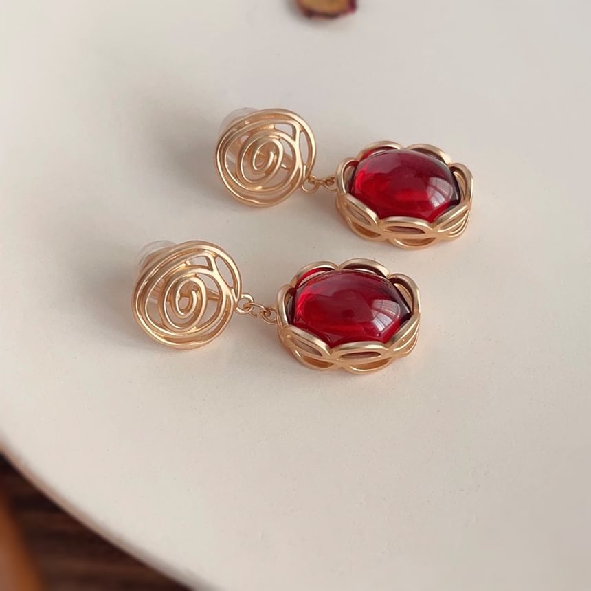 Earring Gemstone Drop Alloy Faux