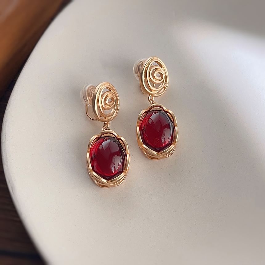 Earring Gemstone Drop Alloy Faux