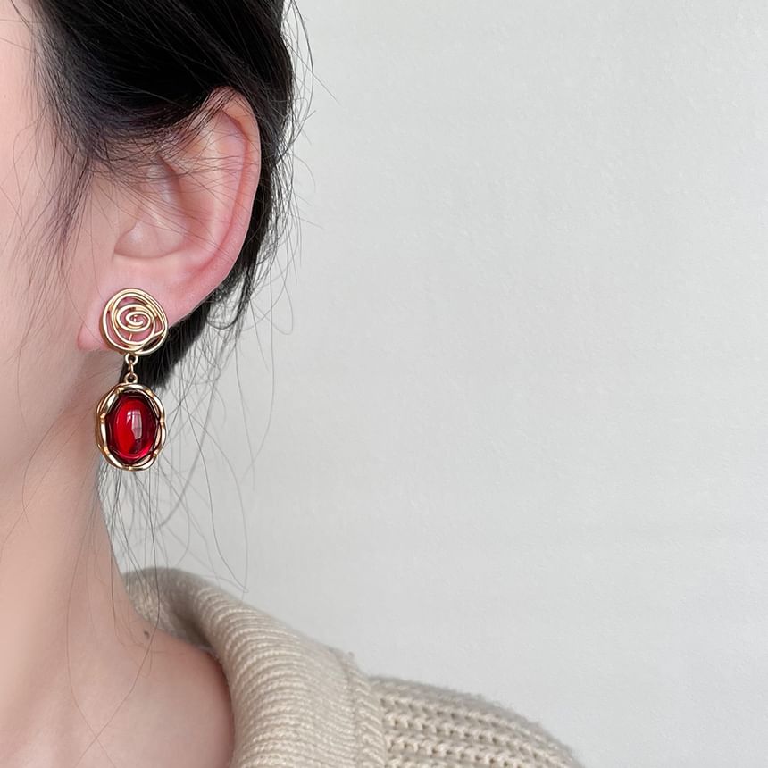 Earring Gemstone Drop Alloy Faux