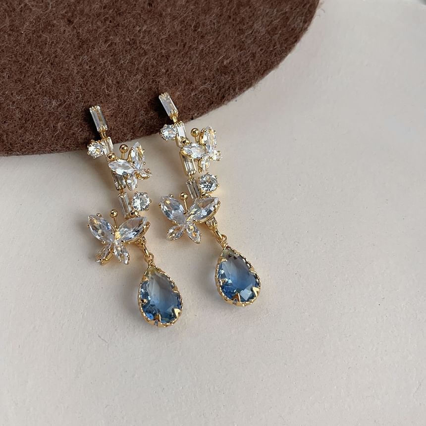 Earring Dangle Alloy Butterfly Rhinestone