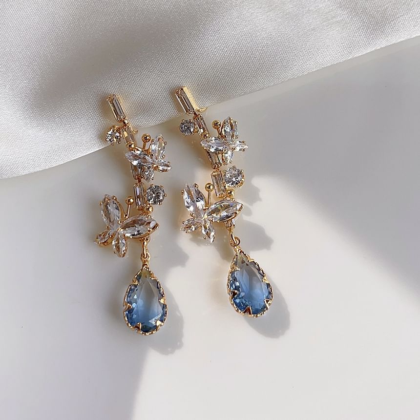 Earring Dangle Alloy Butterfly Rhinestone
