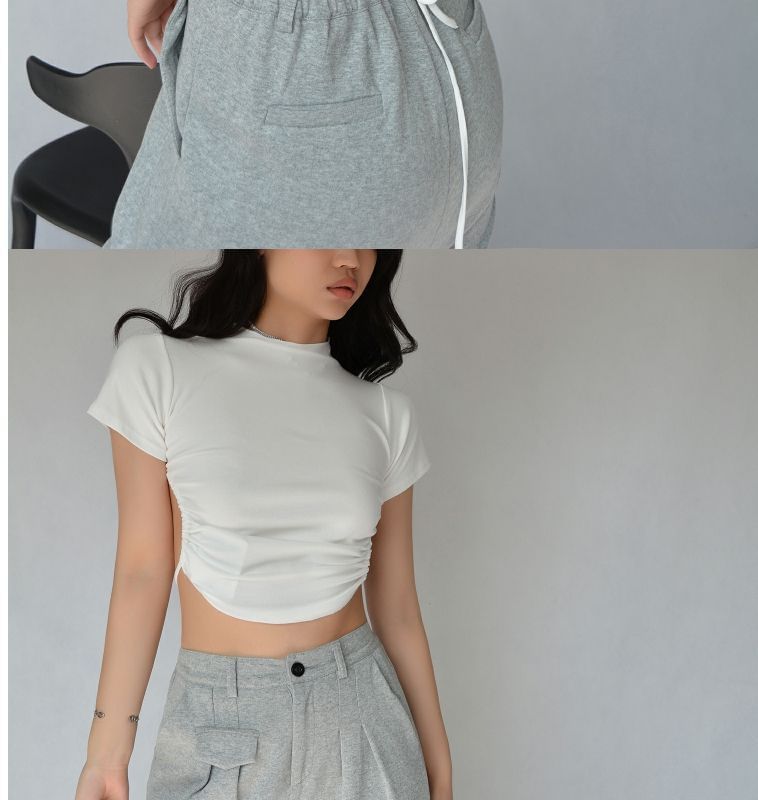 Tee Plain Back Short-Sleeve Cropped Open