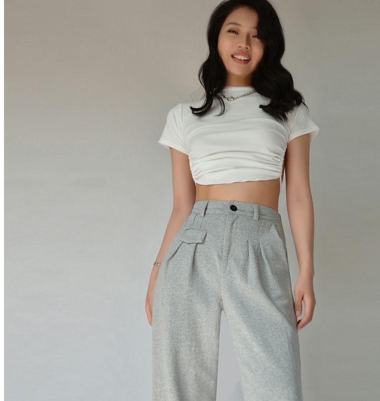 Tee Plain Back Short-Sleeve Cropped Open