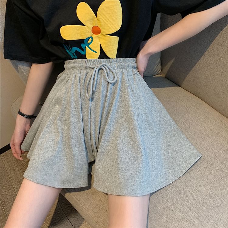 Drawstring Shorts Plain Waist