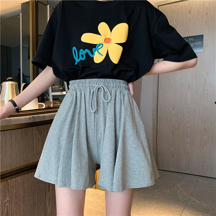 Drawstring Shorts Plain Waist