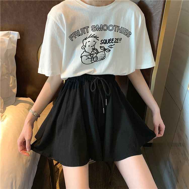 Drawstring Shorts Plain Waist