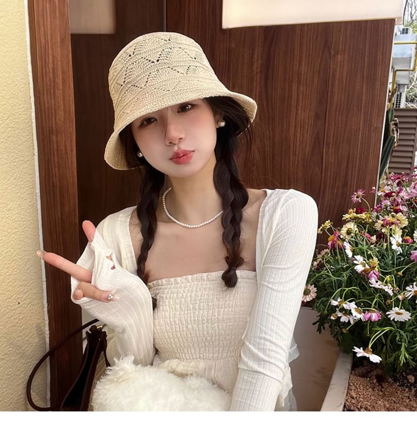 Knit Bucket Hat Eyelet