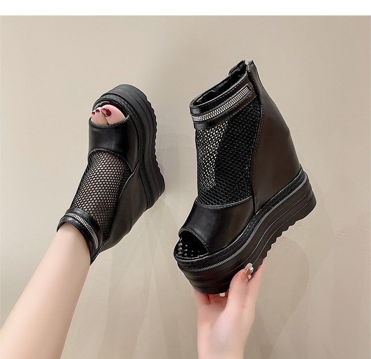 Sandals Platform Wedge Hidden Mesh