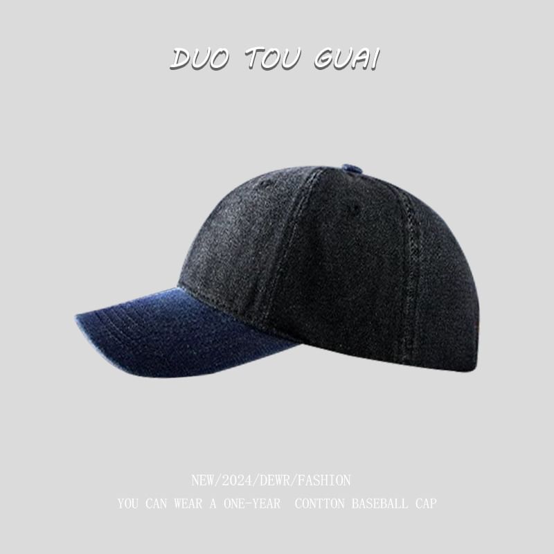 Washed Baseball Two Cap Denim Tone