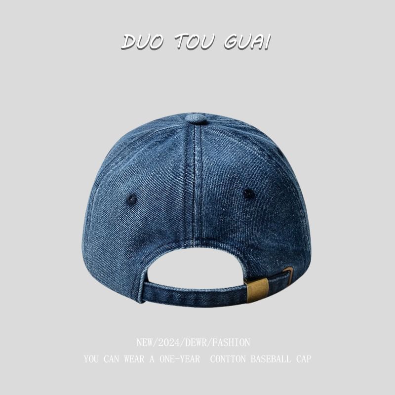 Cap Baseball Washed Denim Distressed