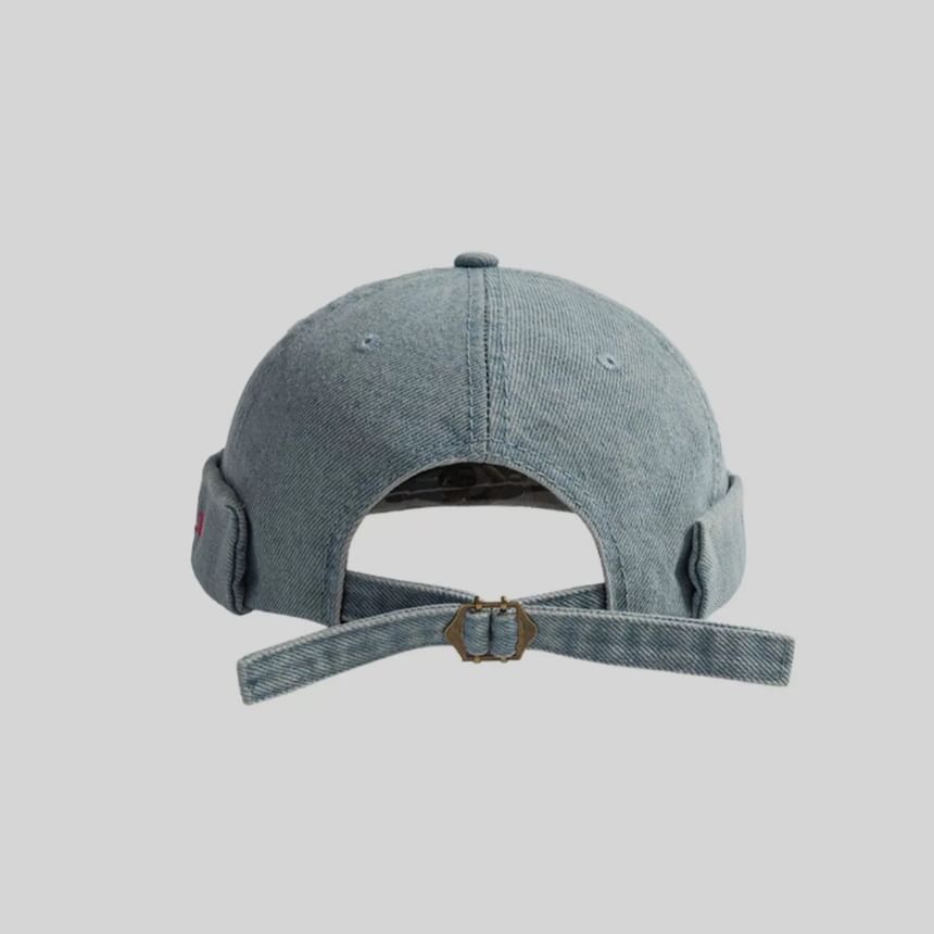 Denim Hat Washed Embroidered Lettering Brimless