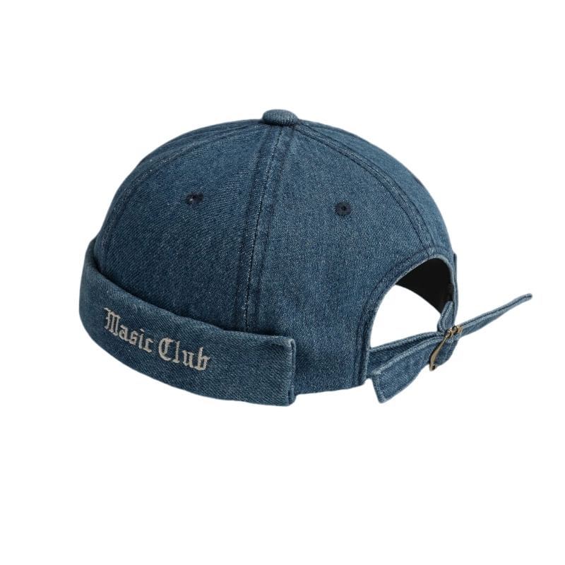 Denim Hat Washed Embroidered Lettering Brimless