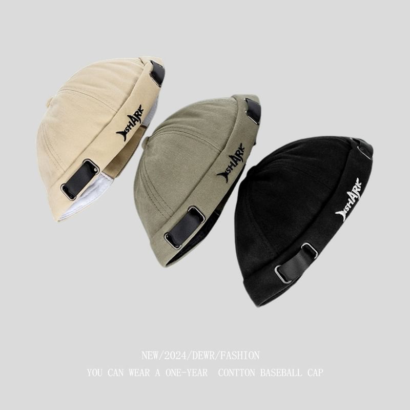 Lettering Brimless Hat Embroidered