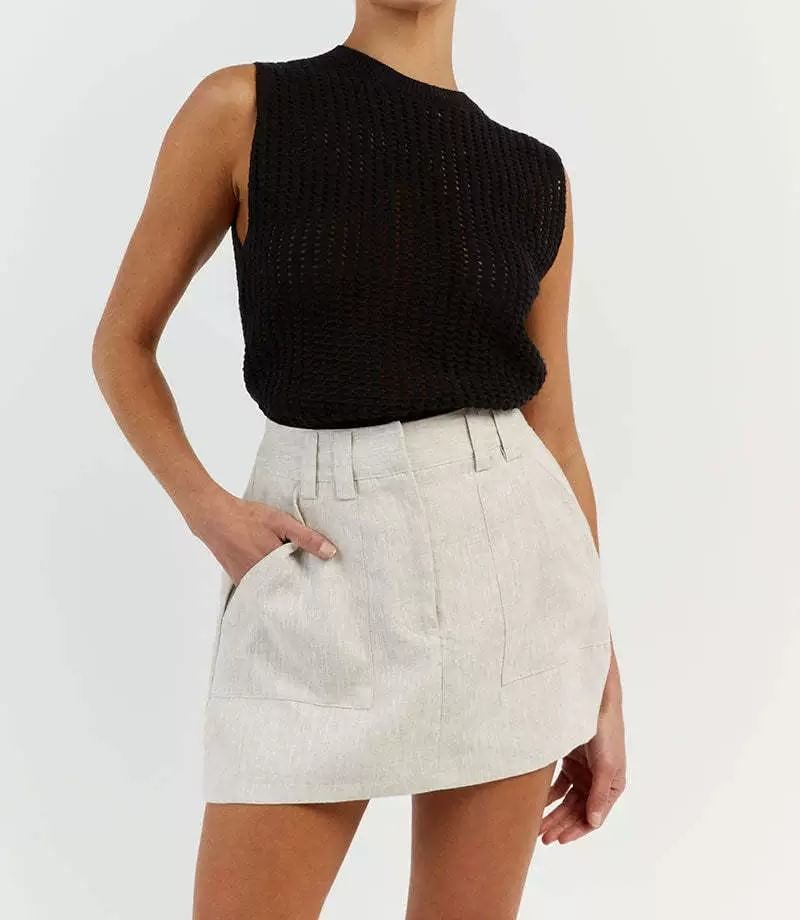 Sleeveless Round Neck Plain Knit Top