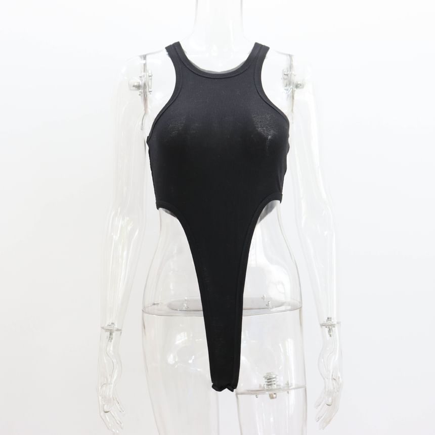 Crew Bodysuit Top Plain Neck Sleeveless