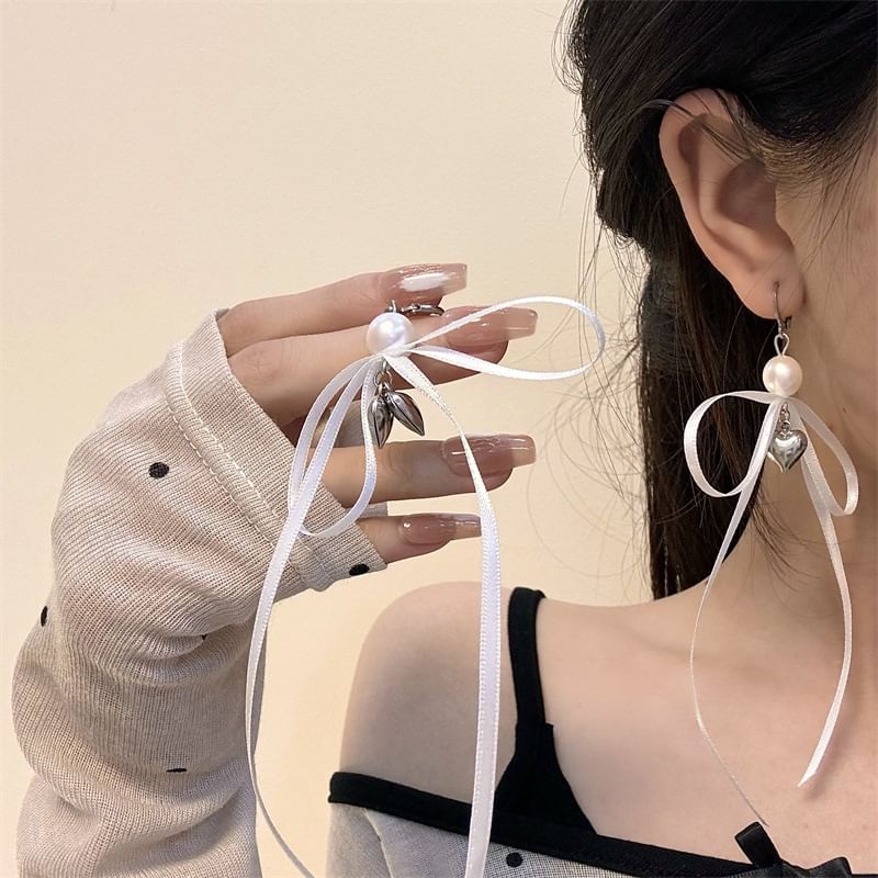 Ribbon Earring Pearl Designs) Faux / Drop (Various
