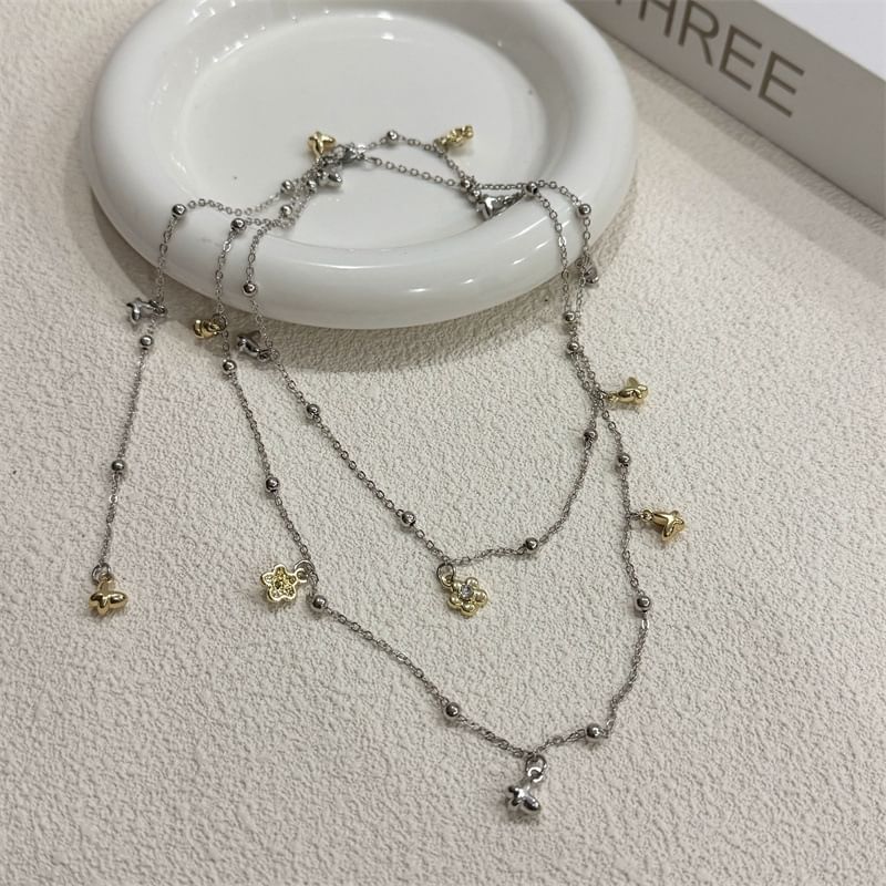Choker Alloy Pendant Floral / Heart