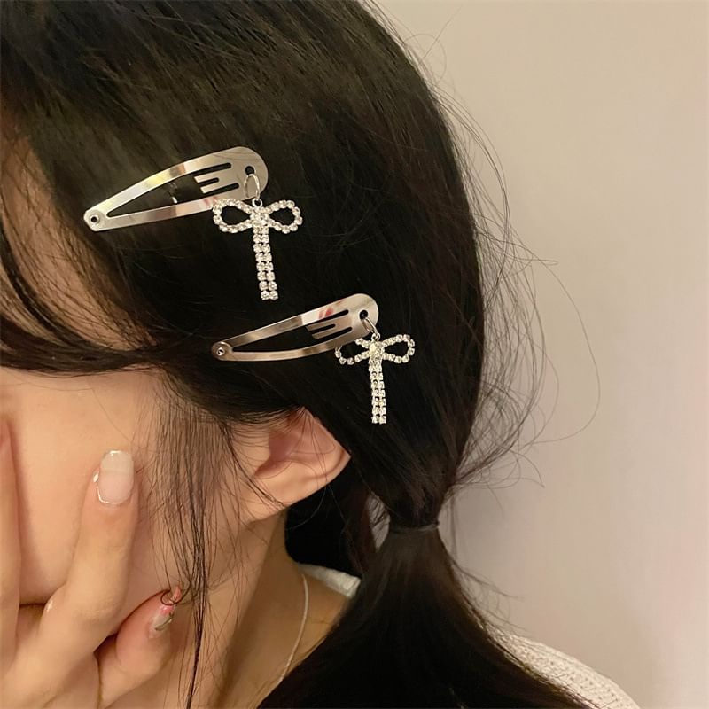 Rhinestone Bow Hair Alloy Clip