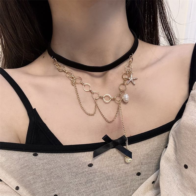 Pearl Thigh Shell Layered Chain Starfish Faux