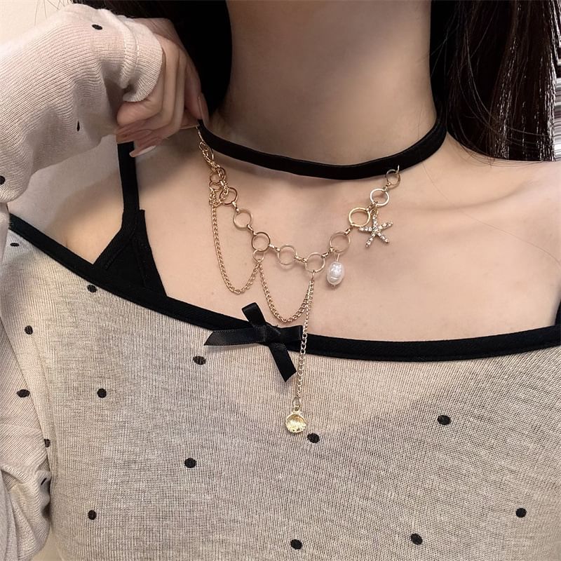 Pearl Thigh Shell Layered Chain Starfish Faux