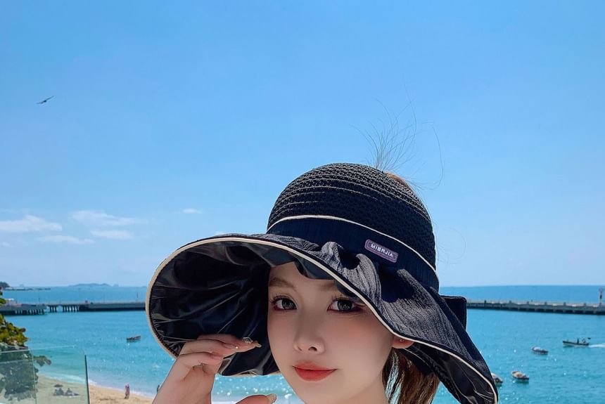 Sun Panel Bow Hat Ruched